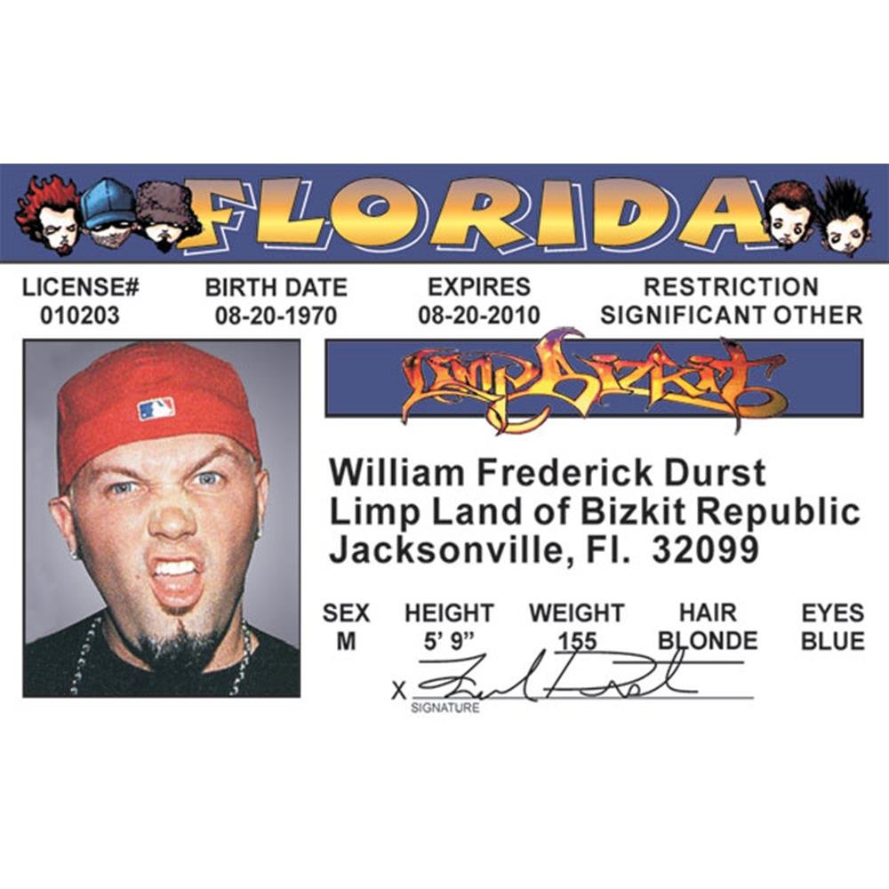 Amazon.com: Signs 4 Fun Parody Driver's License - Limp Bizkit ID